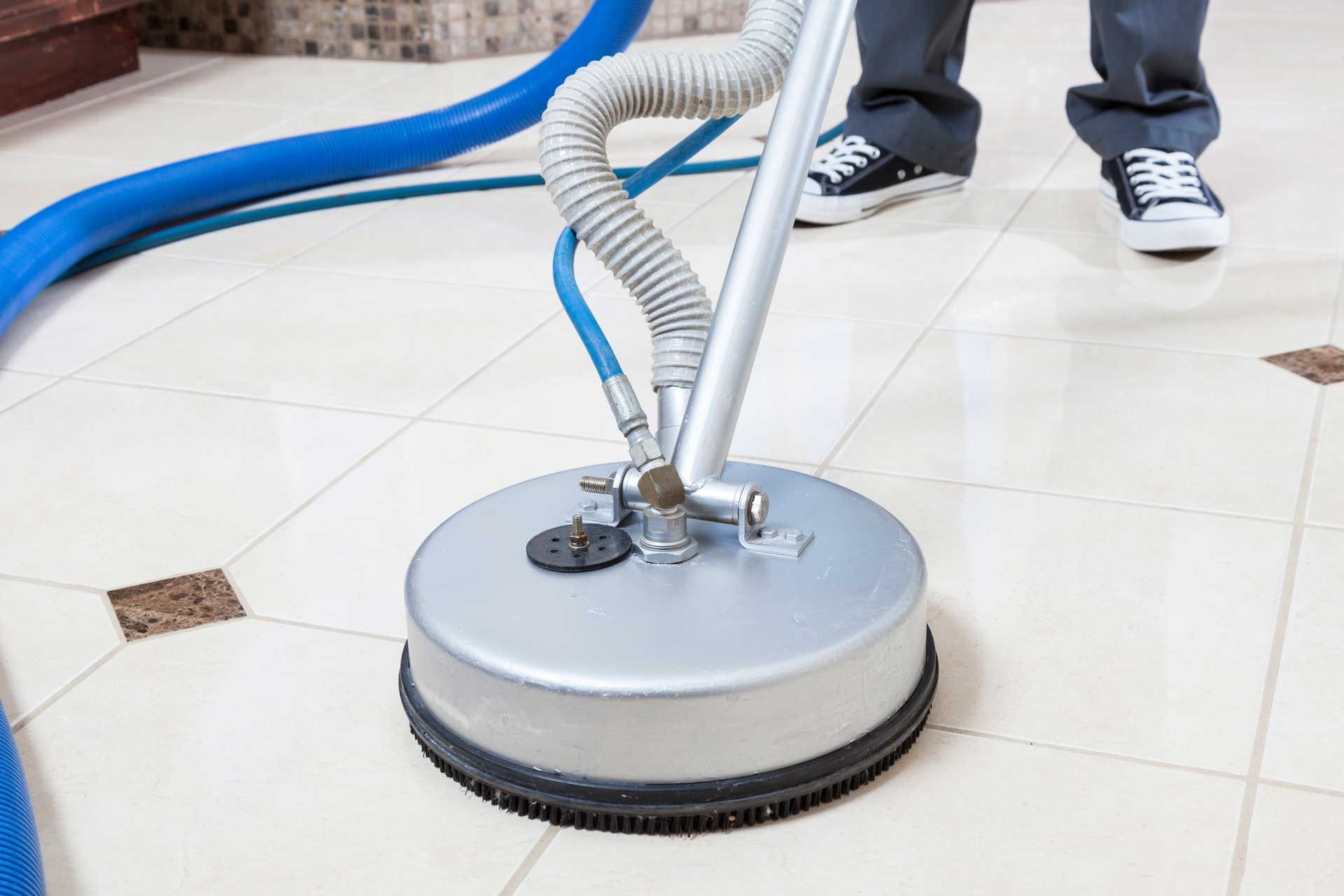 Clean tile floor with bright grout lines after professional cleaning